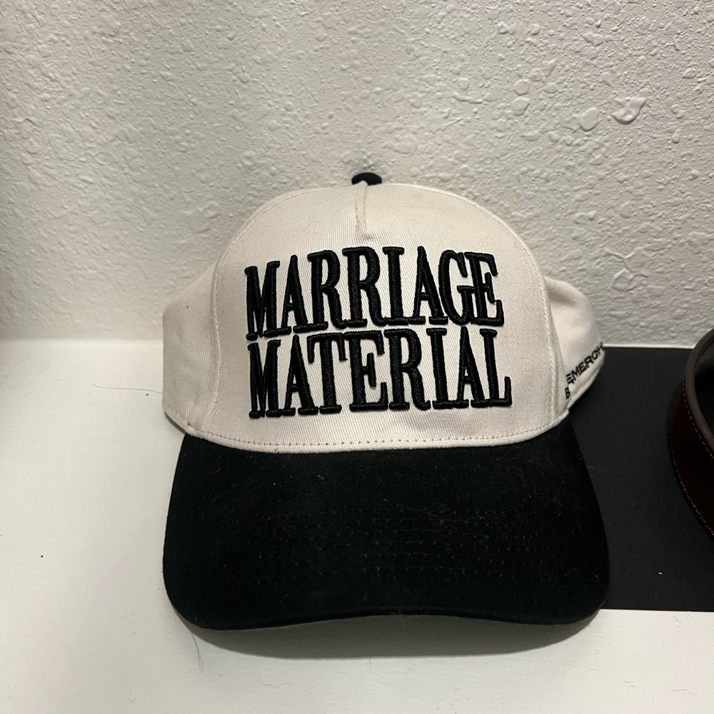 Anthropologie Black and White Marriage Material Hat